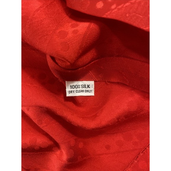 CHR Womens Size 4 Red 100% Silk Skirt Pencil Subtle Stripes Dots Party VTG - Picture 7 of 7
